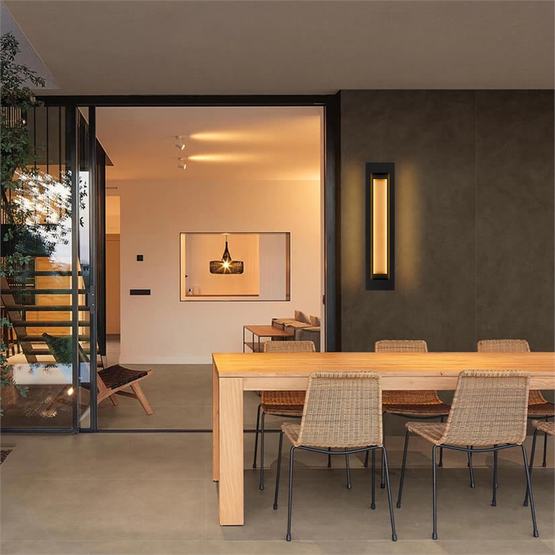 Alteck Layer 38 inch Aluminum LED Outdoor Wall Light Black & Brass