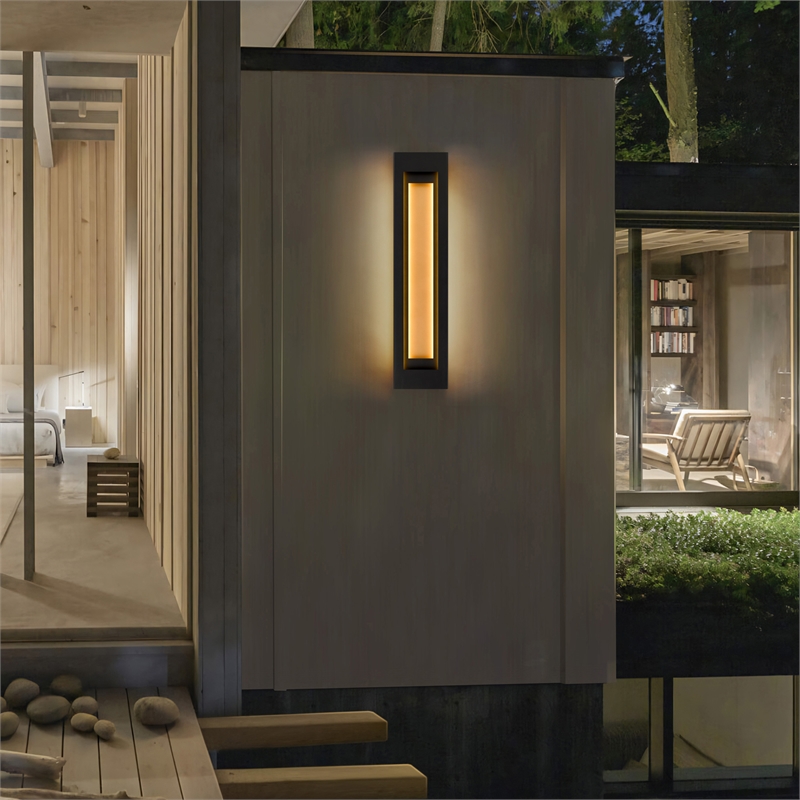 Alteck Layer 38 inch Aluminum LED Outdoor Wall Light Black & Brass