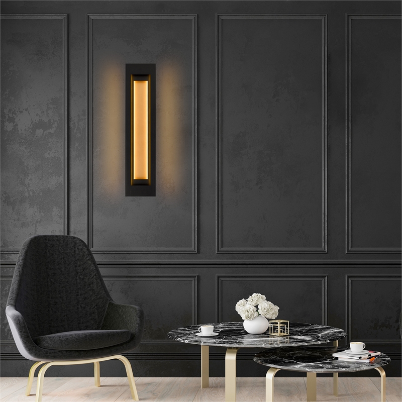 Alteck Layer 38 inch Aluminum LED Outdoor Wall Light Black & Brass