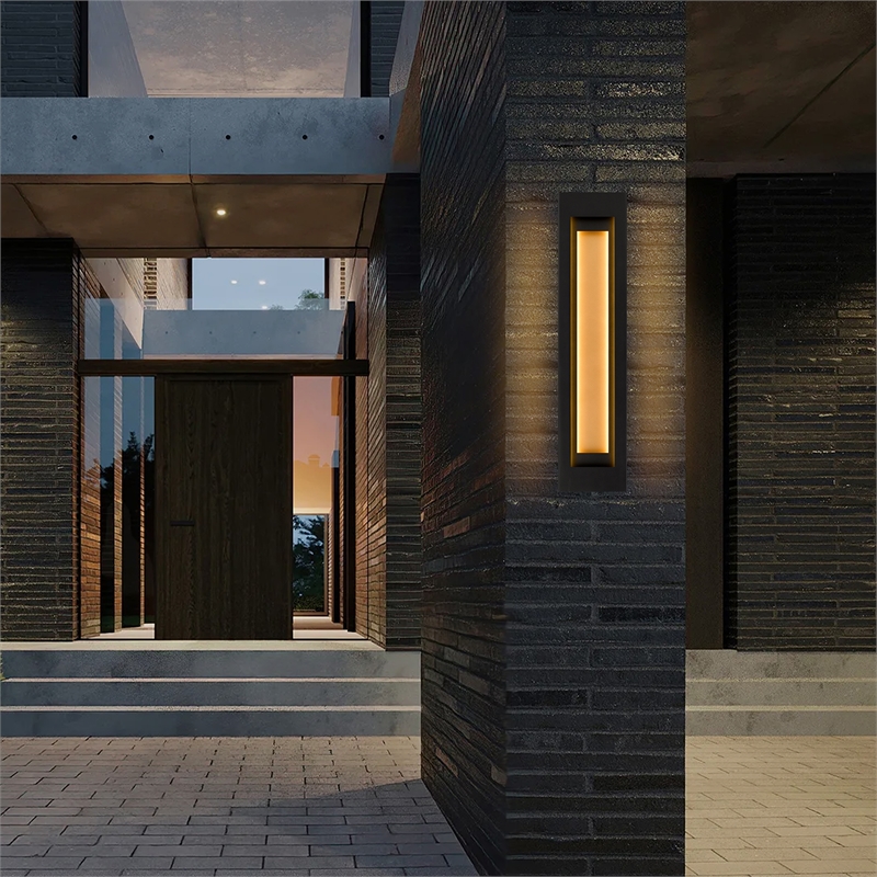 Alteck Layer 38 inch Aluminum LED Outdoor Wall Light Black & Brass