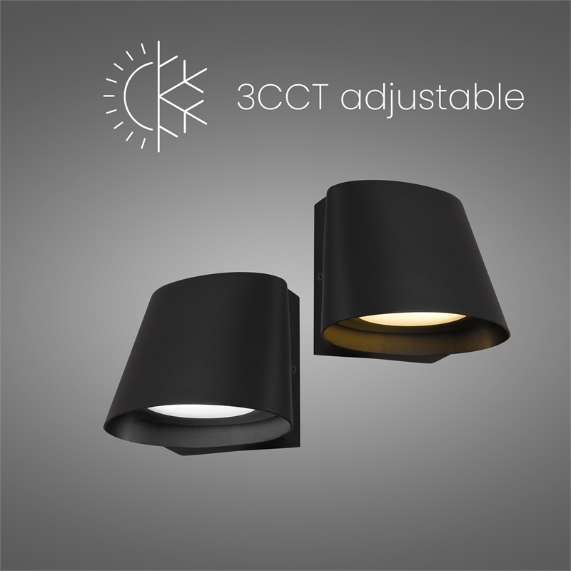 Alteck Grace 6.5 inch LED Aluminum Outdoor Wall Light Black