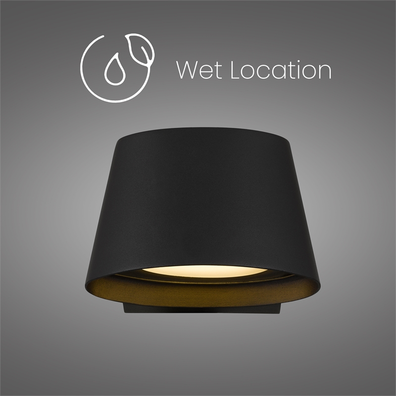 Alteck Grace 6.5 inch LED Aluminum Outdoor Wall Light Black