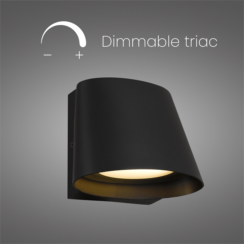 Alteck Grace 6.5 inch LED Aluminum Outdoor Wall Light Black