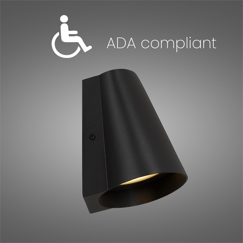 Alteck Grace 6.5 inch LED Aluminum Outdoor Wall Light Black