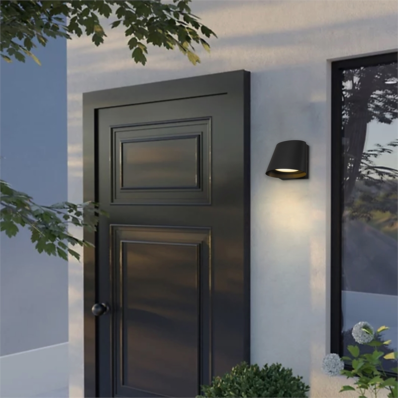 Alteck Grace 6.5 inch LED Aluminum Outdoor Wall Light Black