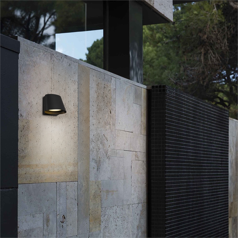 Alteck Grace 6.5 inch LED Aluminum Outdoor Wall Light Black