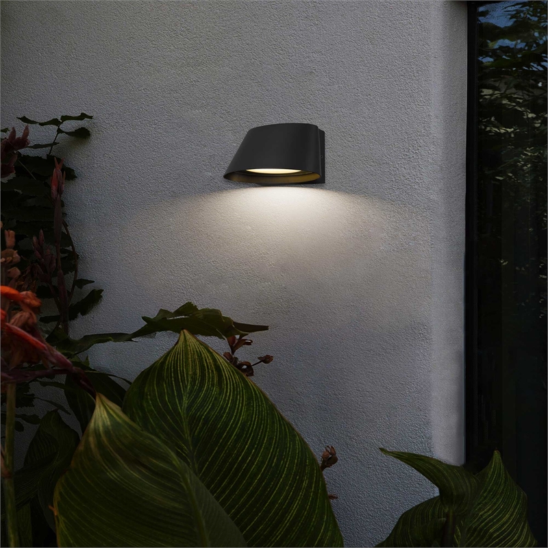 Alteck Grace 6.5 inch LED Aluminum Outdoor Wall Light Black