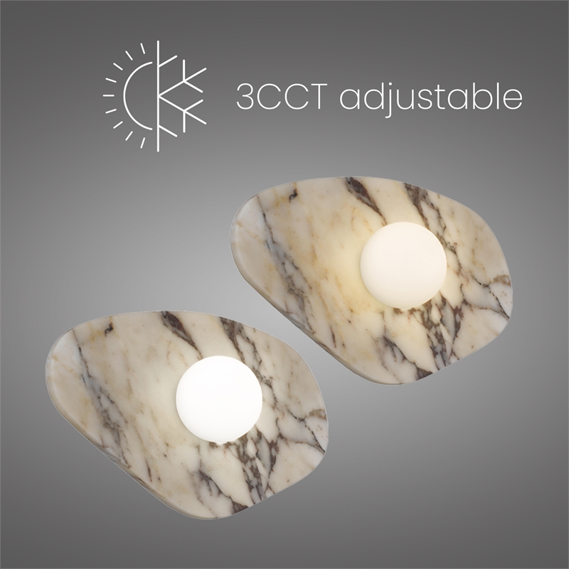 Alteck Tenere 12 inch White Marble CCT LED Outdoor Wall Light