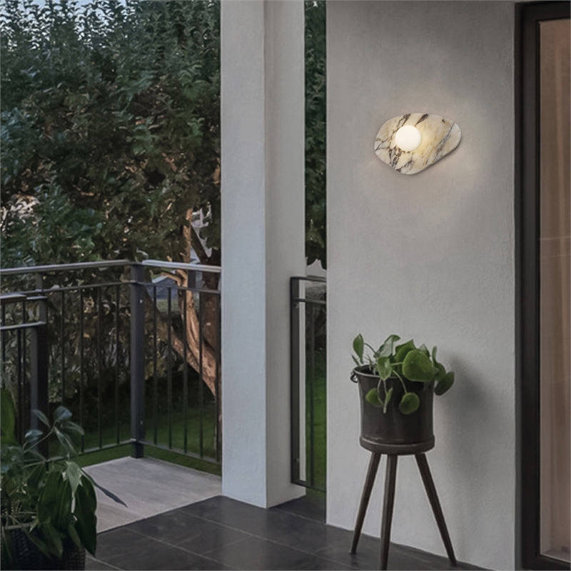 Alteck Tenere 12 inch White Marble CCT LED Outdoor Wall Light