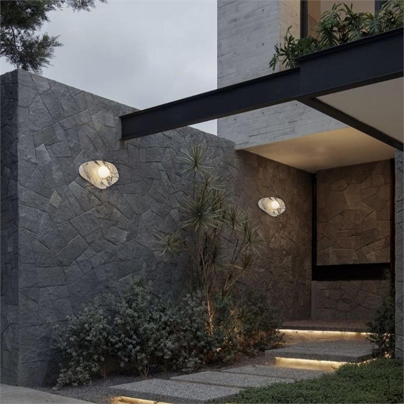 Alteck Tenere 12 inch White Marble CCT LED Outdoor Wall Light