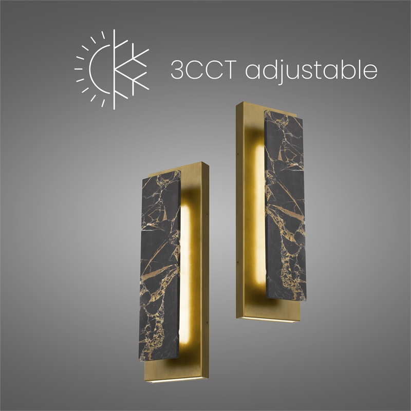 Alteck Zoey 18 inch Aluminum and Marble LED Outdoor Wall Light