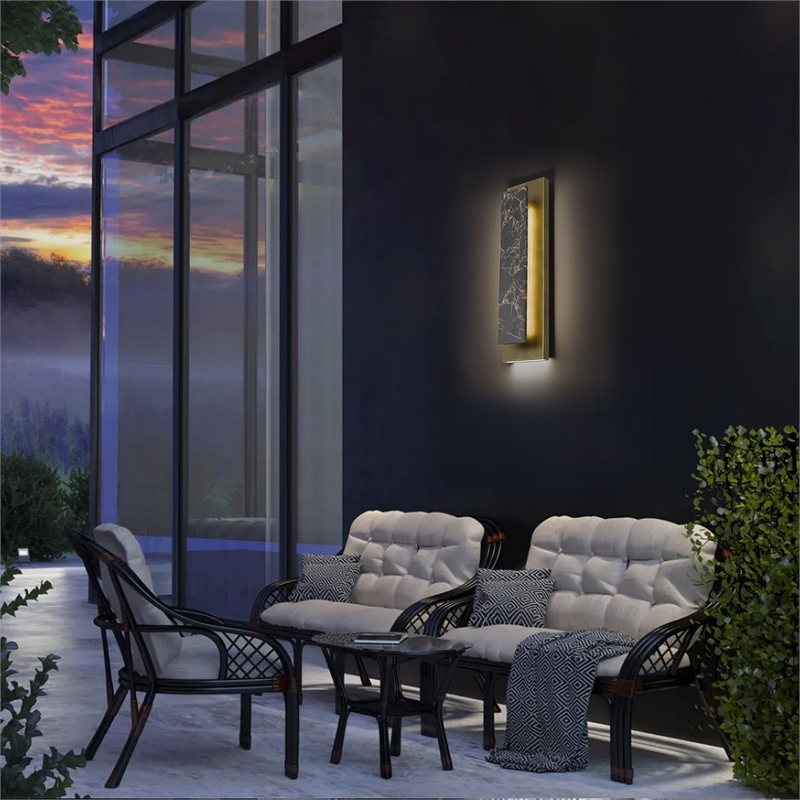 Alteck Zoey 24 inch Aluminum and Marble LED Outdoor Wall Light