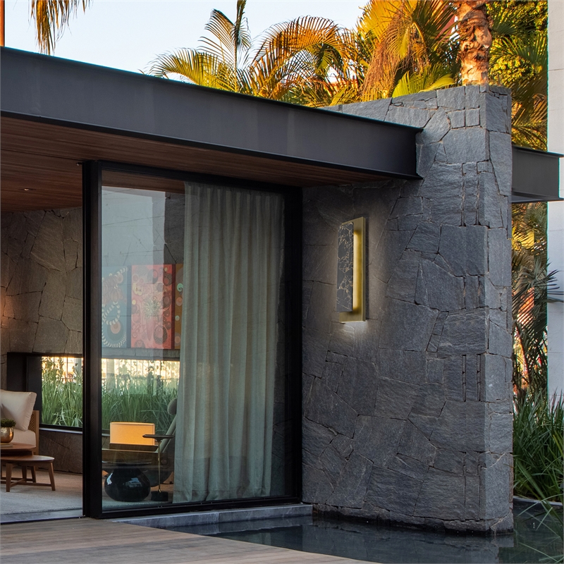 Alteck Zoey 24 inch Aluminum and Marble LED Outdoor Wall Light