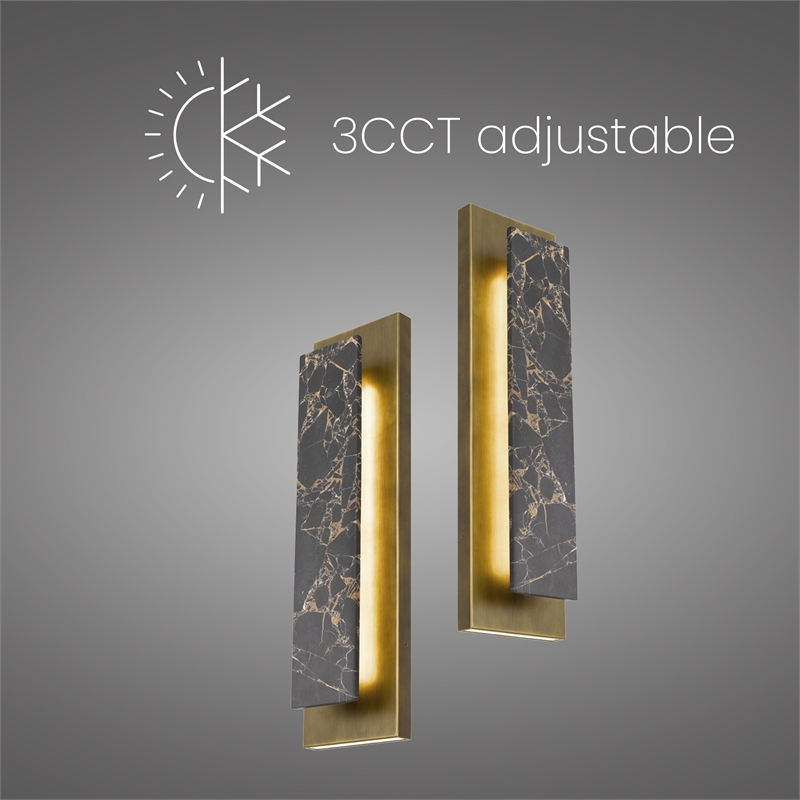 Alteck Zoey 24 inch Aluminum and Marble LED Outdoor Wall Light