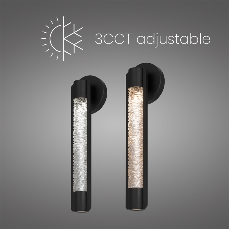 Alteck Tig 18 inch Aluminum Outdoor LED Wall Sconce in black