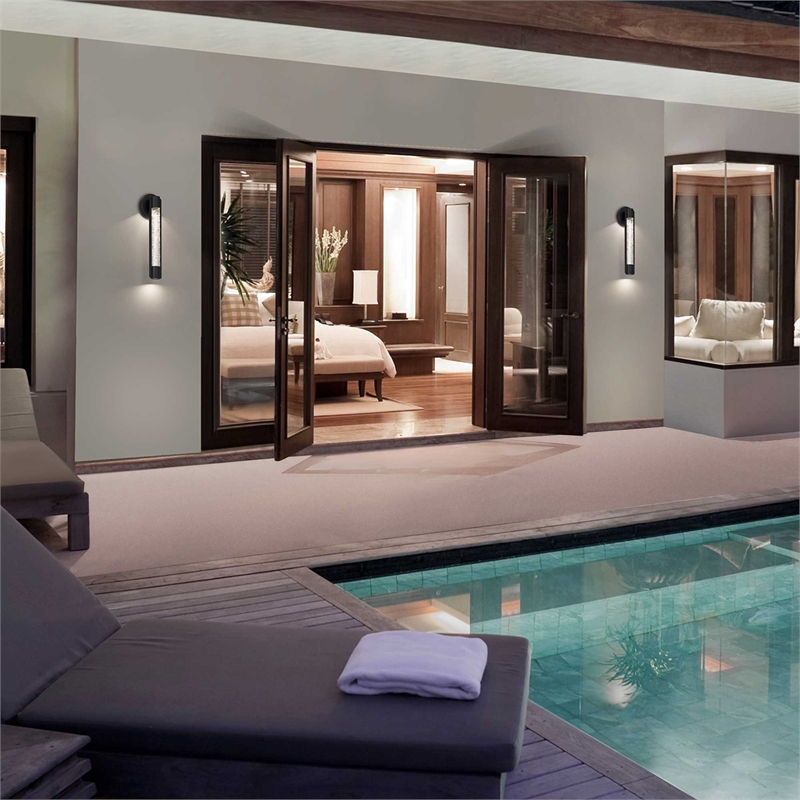 Alteck Tig 18 inch Aluminum Outdoor LED Wall Sconce in black