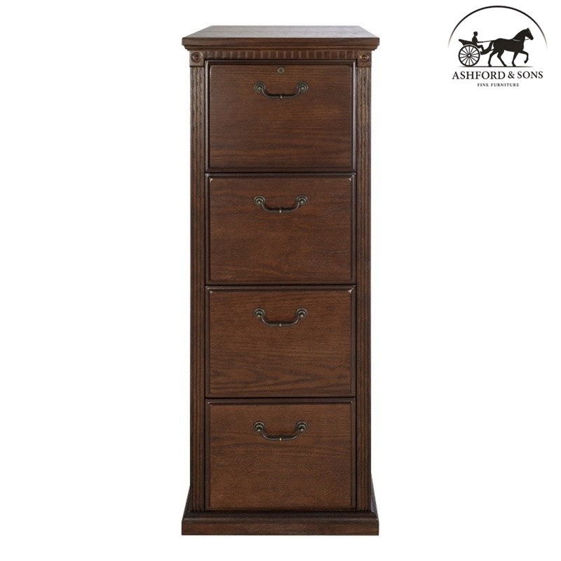 Ashford & Sons Wood 4-Drawer File Cabinet Office Storage in Brown