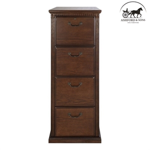 Ashford & Sons Wood 4-Drawer File Cabinet Office Storage in Brown