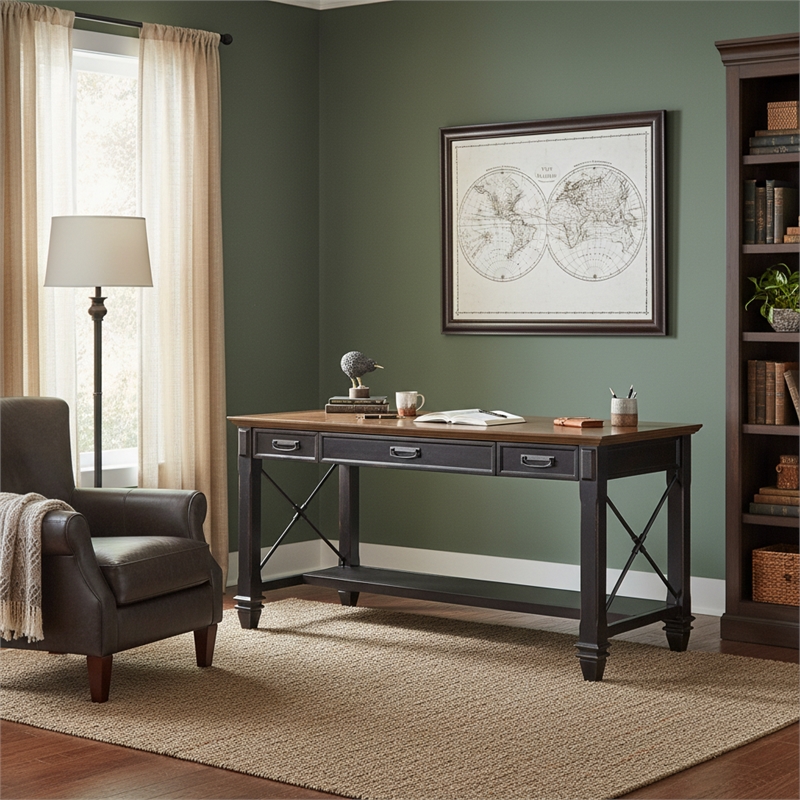 Ashford & Sons Wood Writing Desk Writing Table Office Desk in Black