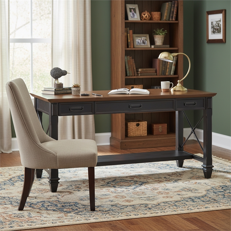 Ashford & Sons Wood Writing Desk Writing Table Office Desk in Black