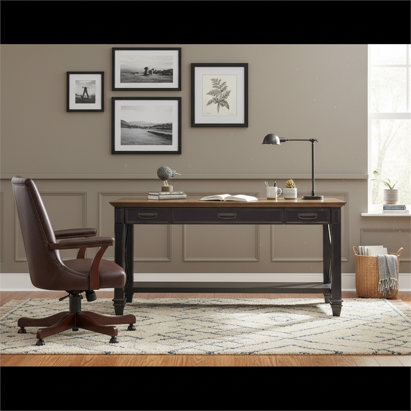 Ashford & Sons Wood Writing Desk Writing Table Office Desk in Black
