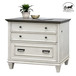Ashford & Sons Wood Lateral File With Locking Legal/Letter File Drawer in White