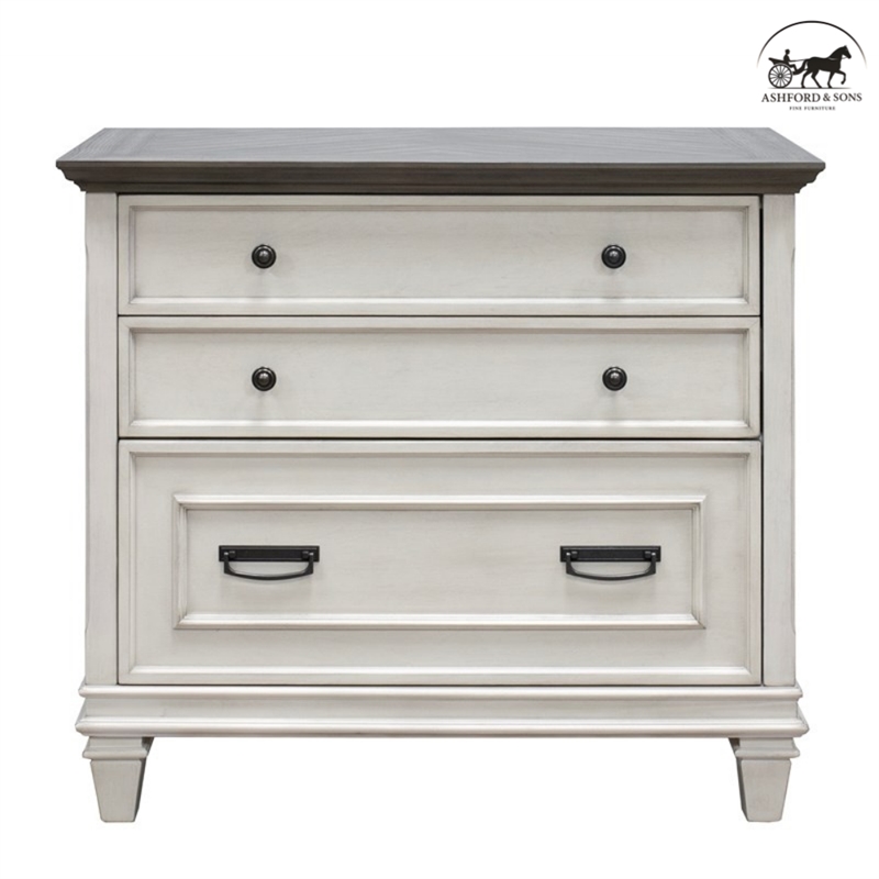 Ashford & Sons Wood Lateral File With Locking Legal/Letter File Drawer in White