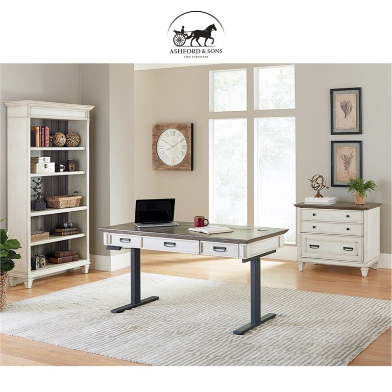 Ashford & Sons Wood Lateral File With Locking Legal/Letter File Drawer in White