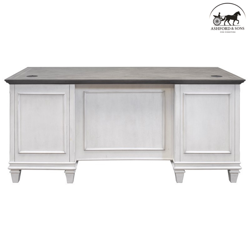 Ashford & Sons Double Pedestal Letter/Legal File Drawers Executive Desk in White