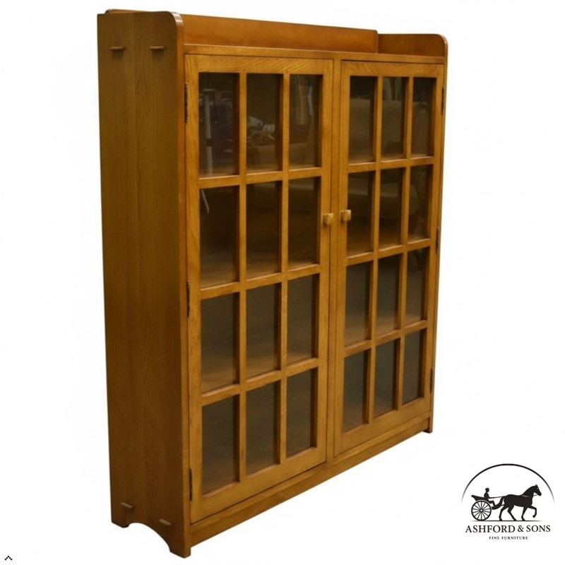 Ashford & Sons Traditional 2-Doors Wood Bookcase with 3 Shelves in Cherry