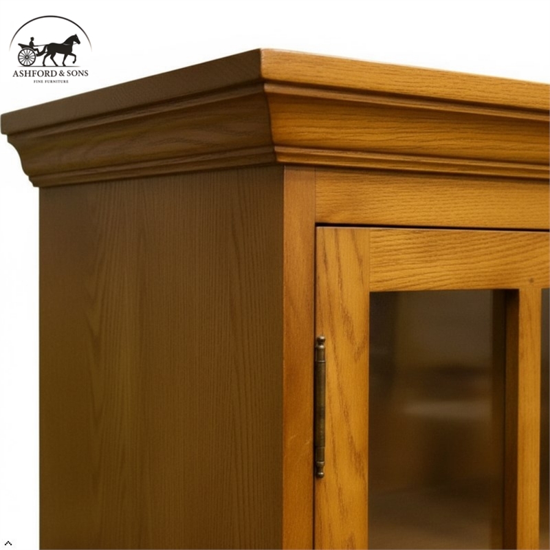 Ashford & Sons Traditional 2-Doors Wood Bookcase with 3 Shelves in Cherry