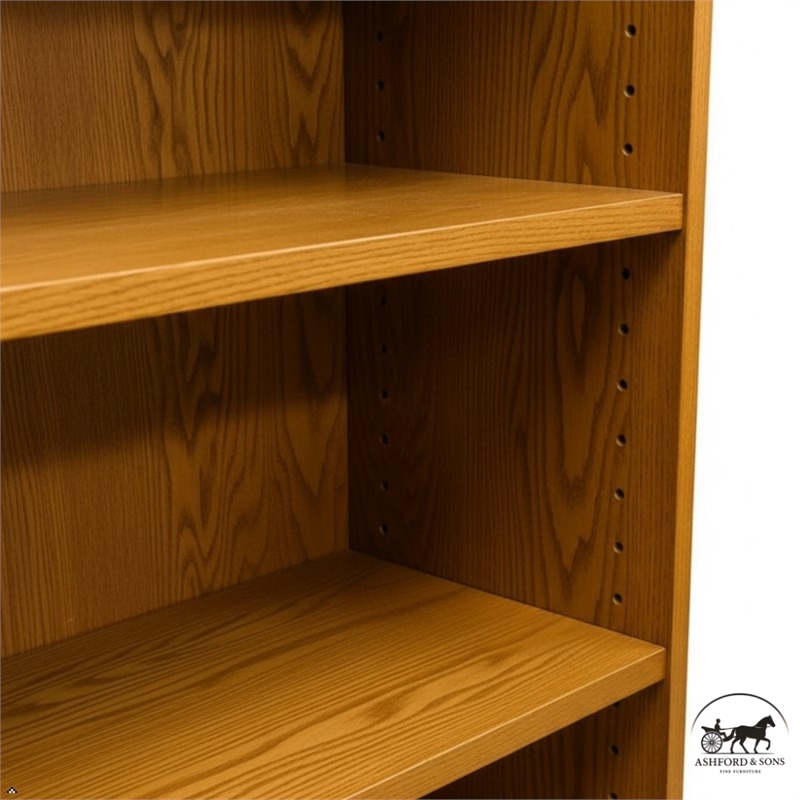 Ashford & Sons Traditional 2-Doors Wood Bookcase with 3 Shelves in Cherry