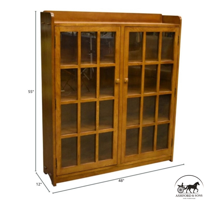 Ashford & Sons Traditional 2-Doors Wood Bookcase with 3 Shelves in Cherry