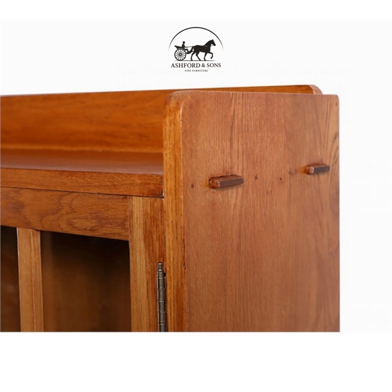Ashford & Sons Traditional 2-Doors Wood Bookcase with 3 Shelves in Cherry
