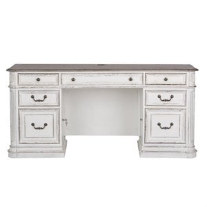 Ashford & Sons Wooden Credenza with 2 File Drawers & USB Ports in White