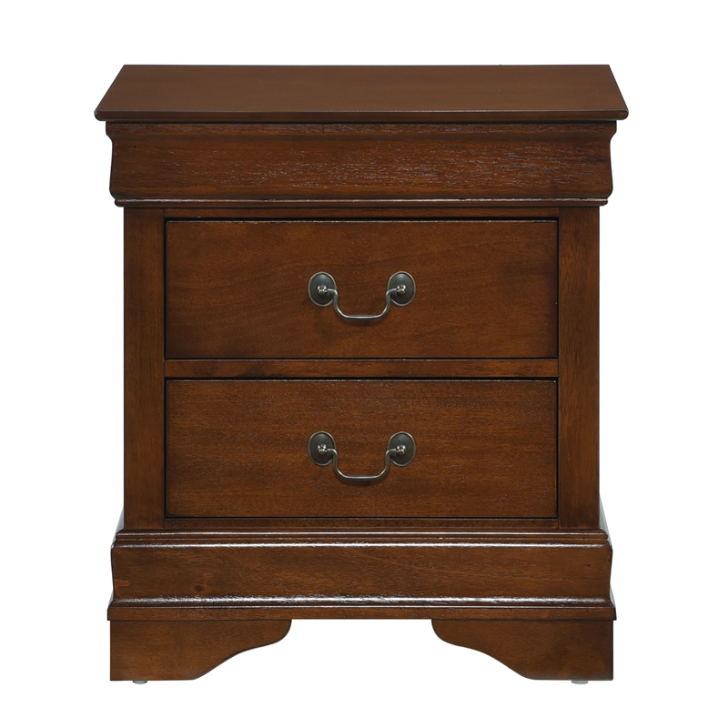 Ashford & Sons 2-Drawer Wood Nightstand in Brown Cherry Finish