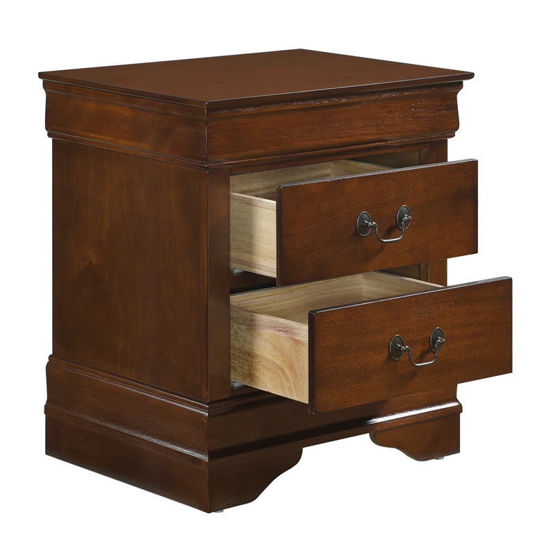 Ashford & Sons 2-Drawer Wood Nightstand in Brown Cherry Finish