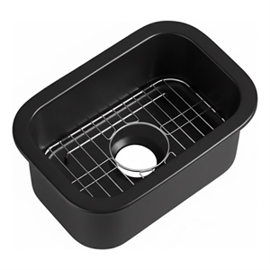 Black Matte Small 13&quotx19&quot Rectangle Fireclay Undermount or Drop In Prep Sink
