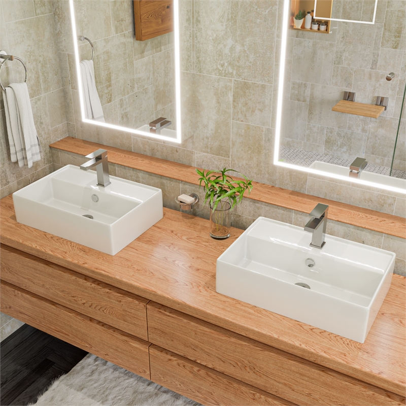 ALFI brand AB1229-BN Brushed Nickel Square Single Lever Bathroom Faucet