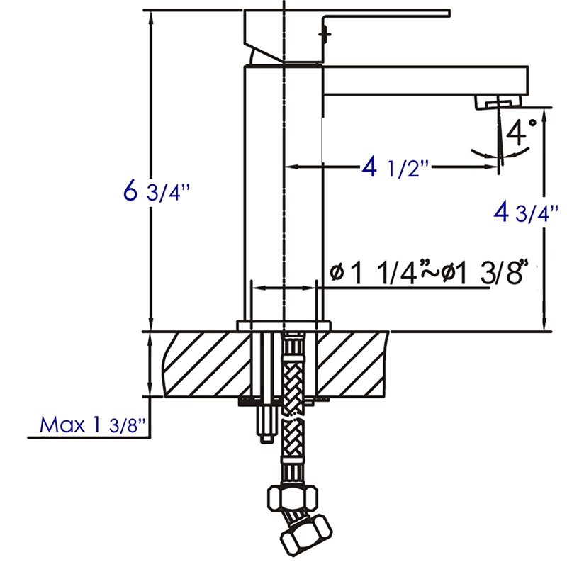 ALFI brand AB1229-BN Brushed Nickel Square Single Lever Bathroom Faucet