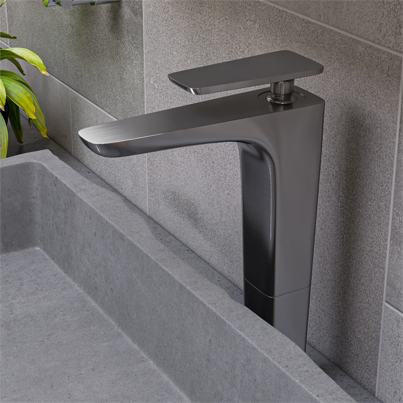 ALFI brand AB1778-BN Brushed Nickel Tall Single Hole Modern Bathroom Faucet