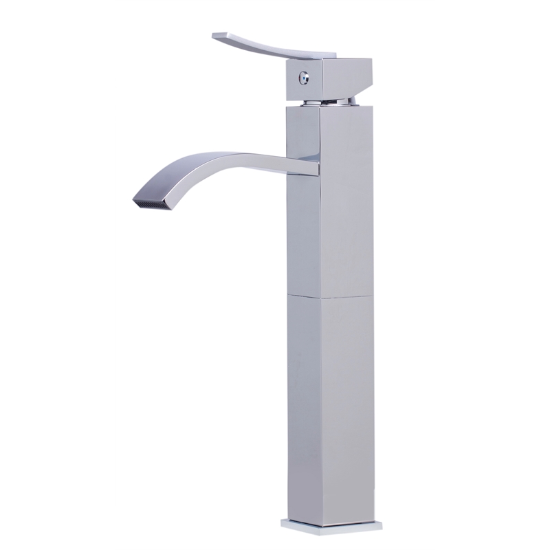 AB1158-PC Tall Polished Chrome Tall Square Body Curved Spout Single Lever Faucet