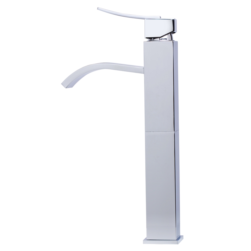 AB1158-PC Tall Polished Chrome Tall Square Body Curved Spout Single Lever Faucet