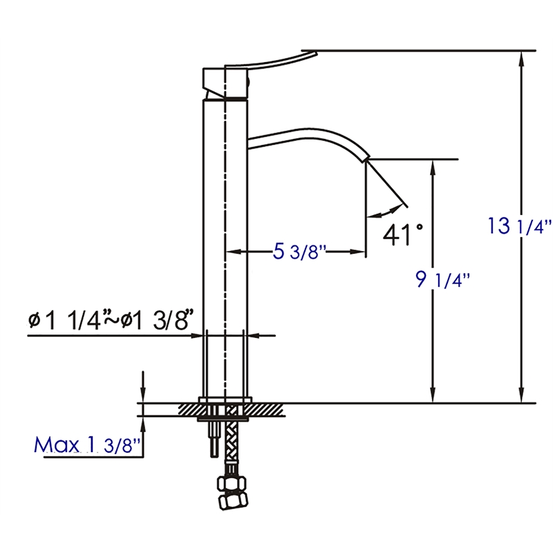 AB1158-PC Tall Polished Chrome Tall Square Body Curved Spout Single Lever Faucet