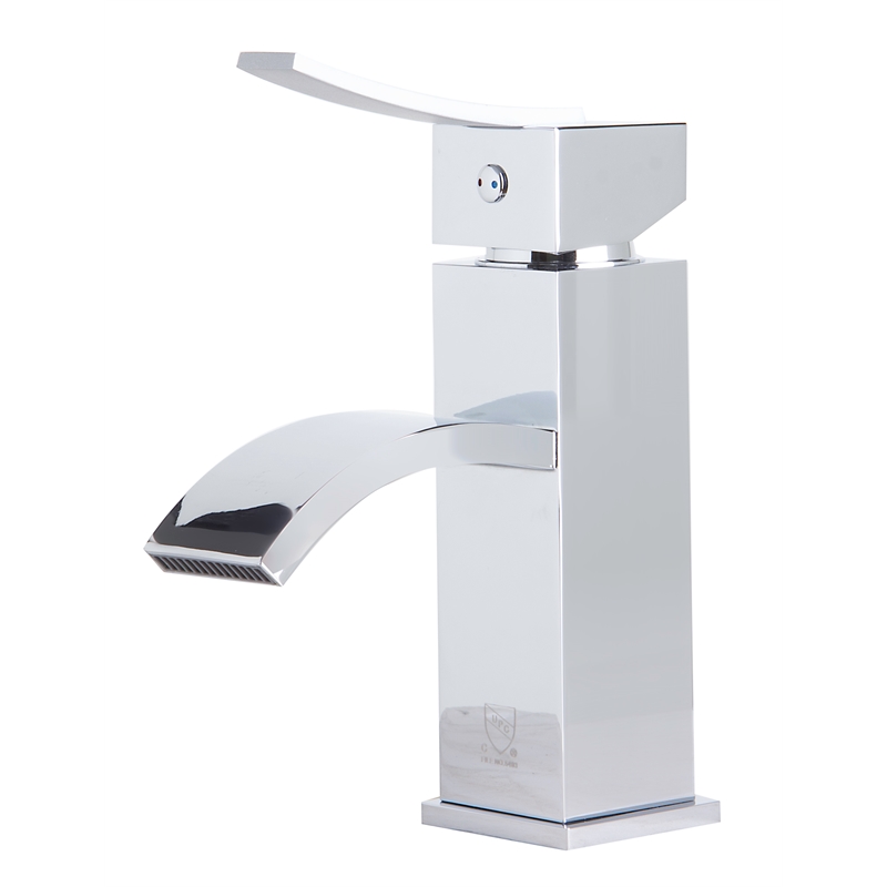 AB1258-PC Polished Chrome Square Body Curved Spout Single Lever Bathroom Faucet
