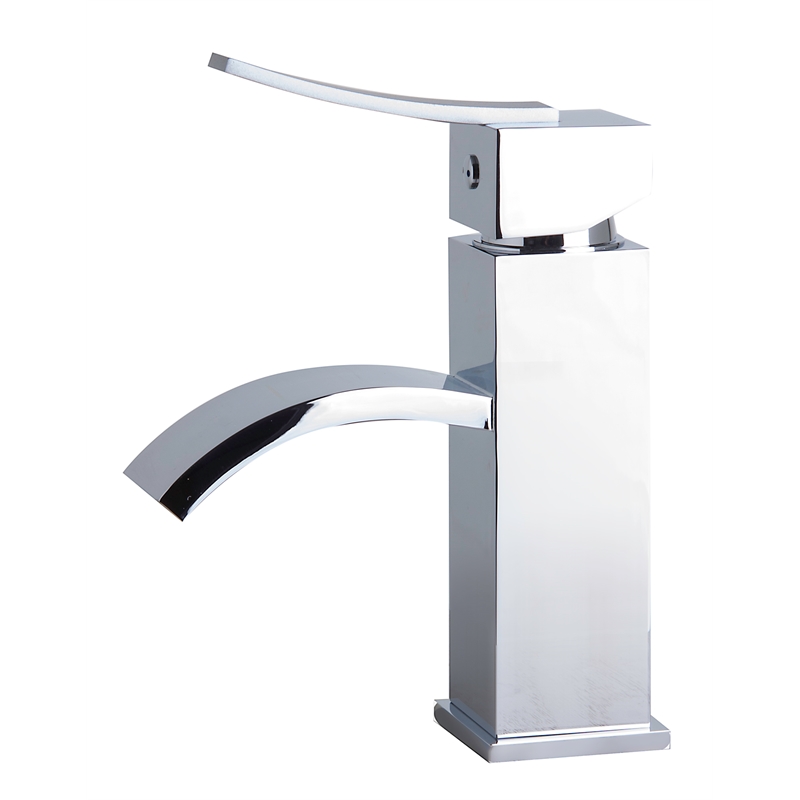 AB1258-PC Polished Chrome Square Body Curved Spout Single Lever Bathroom Faucet