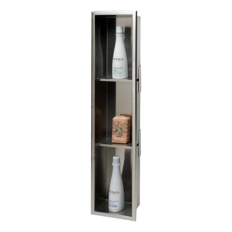 ALFI brand ABN0836-BSS 8 x 36 Stainless Steel Vertical  Bath Shower Niche