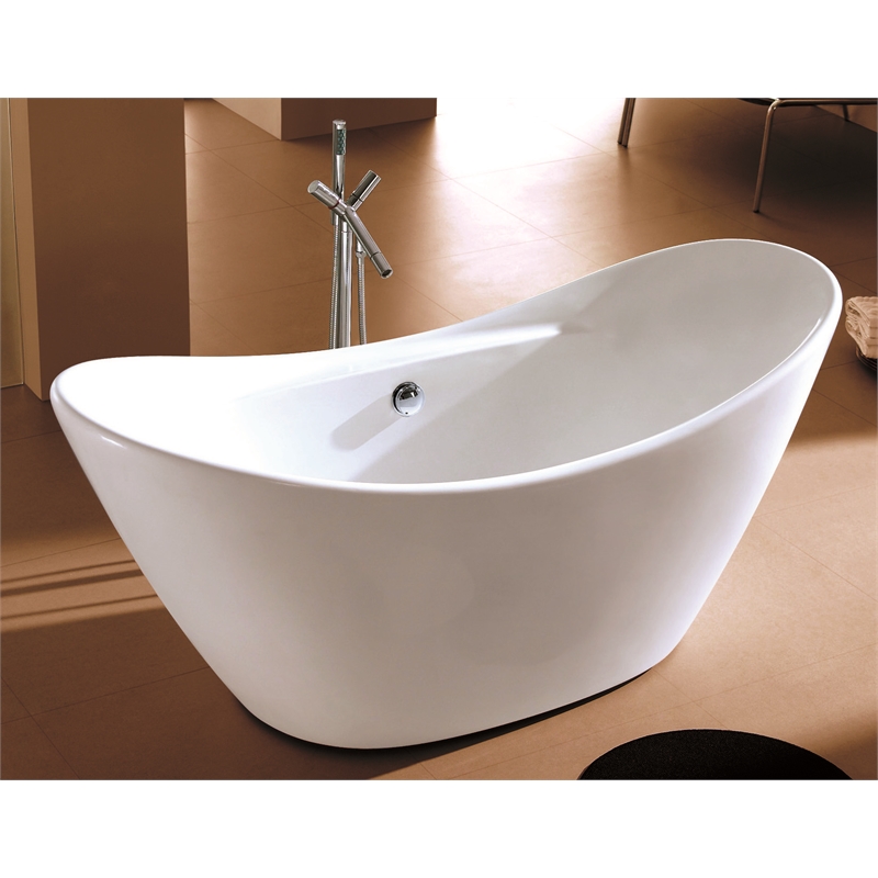 ALFI brand AB8803 68 inch White Oval Acrylic Free Standing Soaking Bathtub
