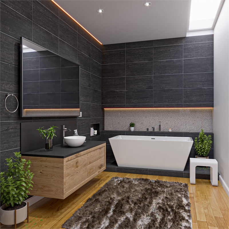 ALFI brand AB8832 67 inch White Acrylic Rectangular Free Standing Bathtub