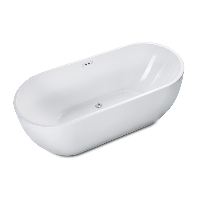 ALFI brand AB8838 59 inch White Oval Acrylic Free Standing Soaking Bathtub